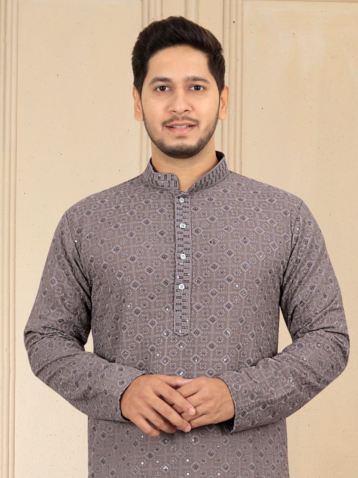 Men's Francisco Style Premium Rayon Beige Kurta