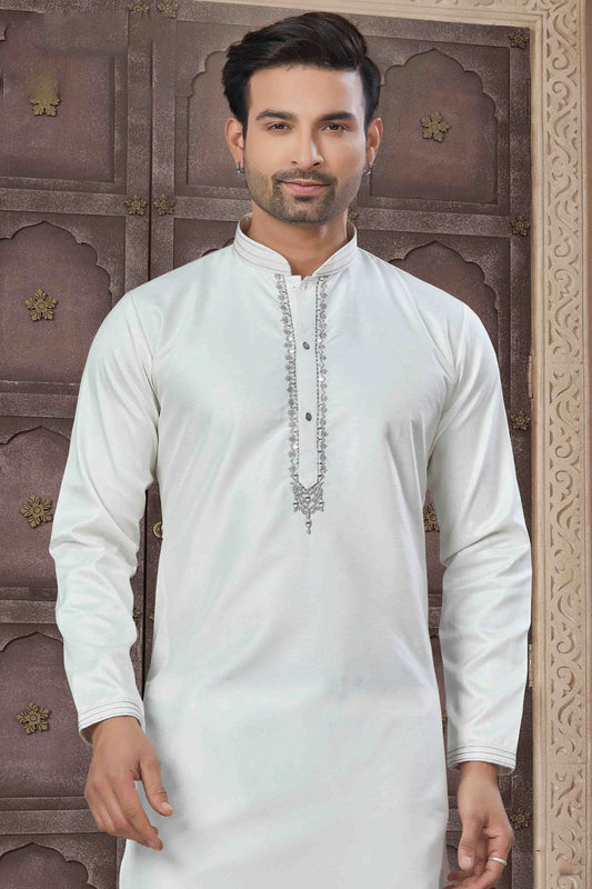 Men's Royal Essence Pure Cotton White Kurta
